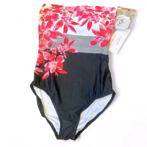 NWT Calvin Klein floral 4-way stretch swimsuit w/separate removable straps sz 4